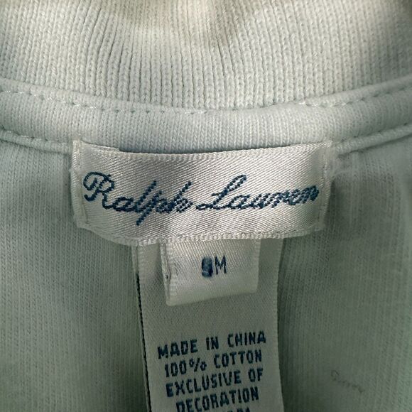 Ralph Lauren Baby Girl 9 Months Bubble Romper Shortall Blue Short Sleeve Collar - Picture 2 of 3